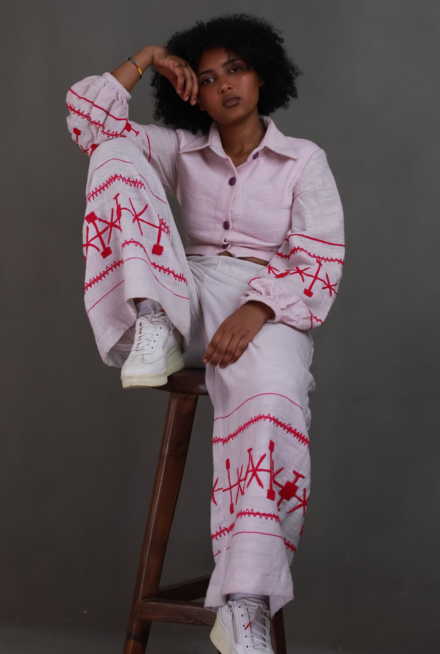 Purple Design pantsuit Habesha Cloth, Habesha Libs