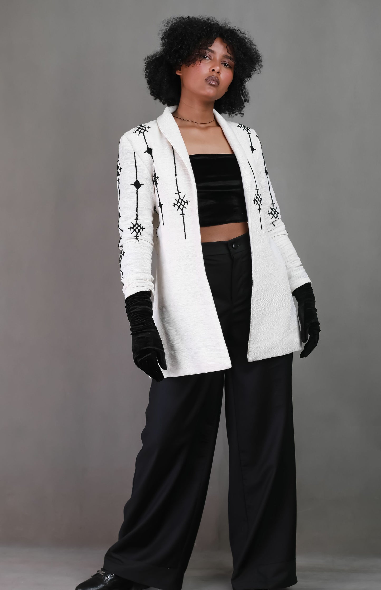 Black Cross Embroidery Design  Handwoven Habesha  Coat, Ethiopian Libs