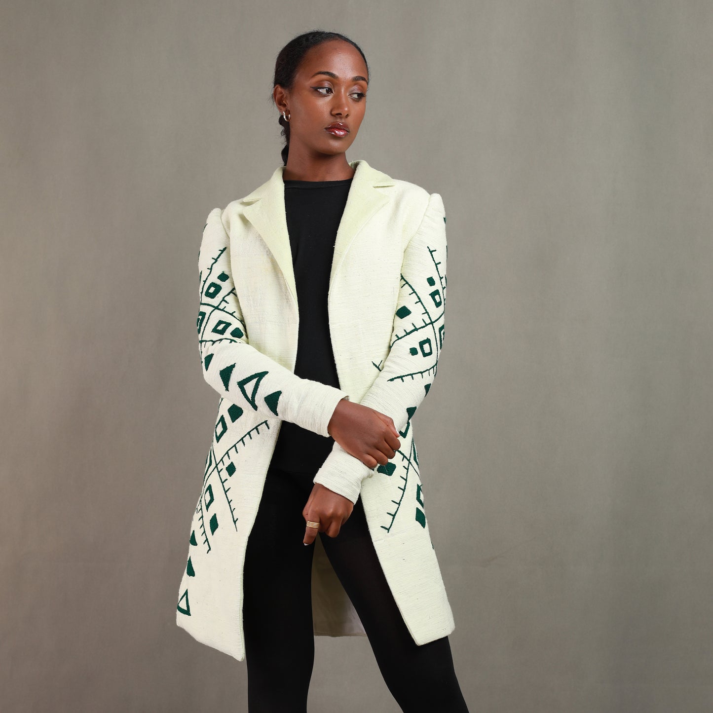 Elegant Ethiopian Handwoven Embroidery Coat, Habesha Coat