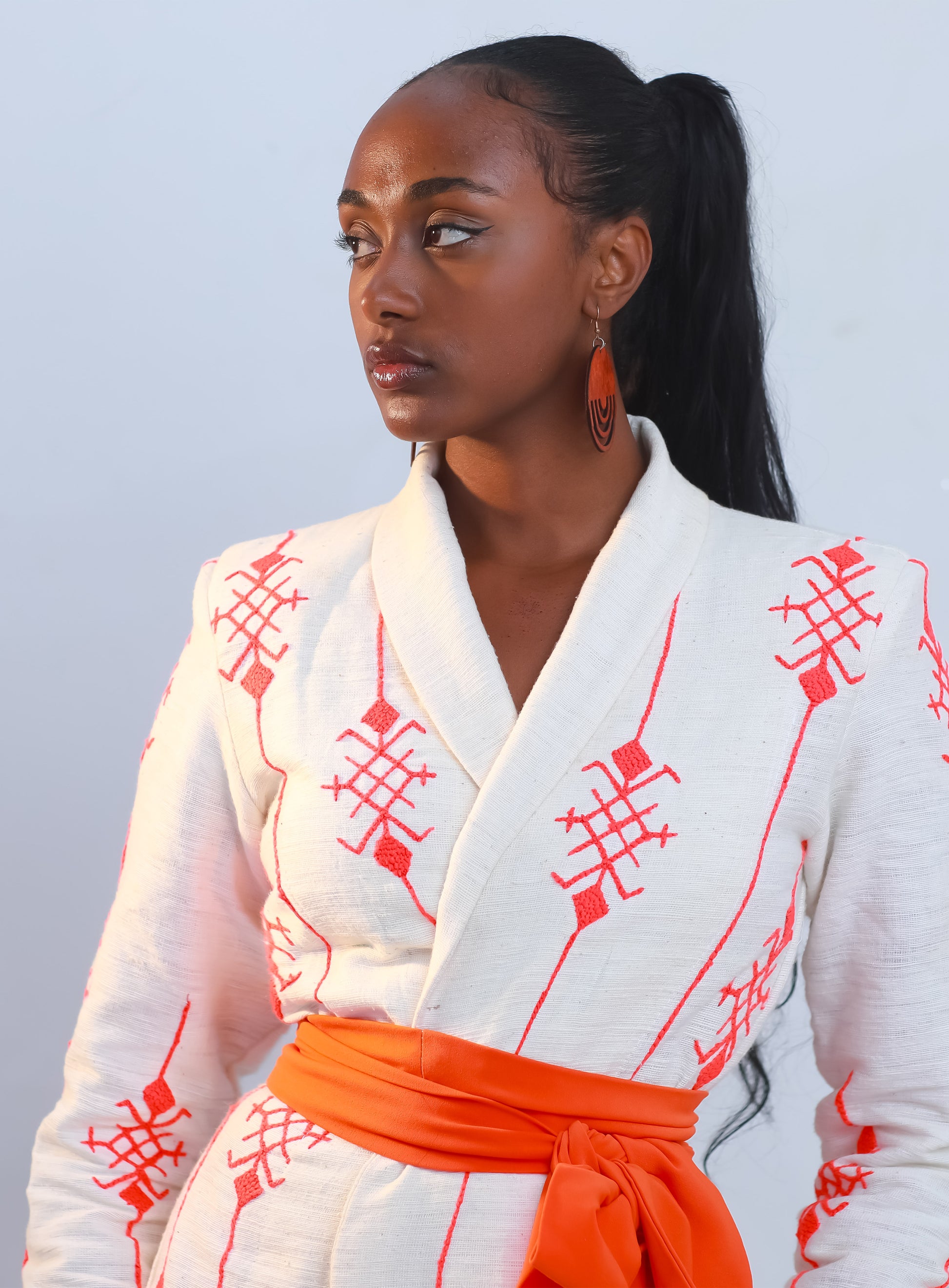 Modern Habesha Coat with Embroidery Fetil Fabric