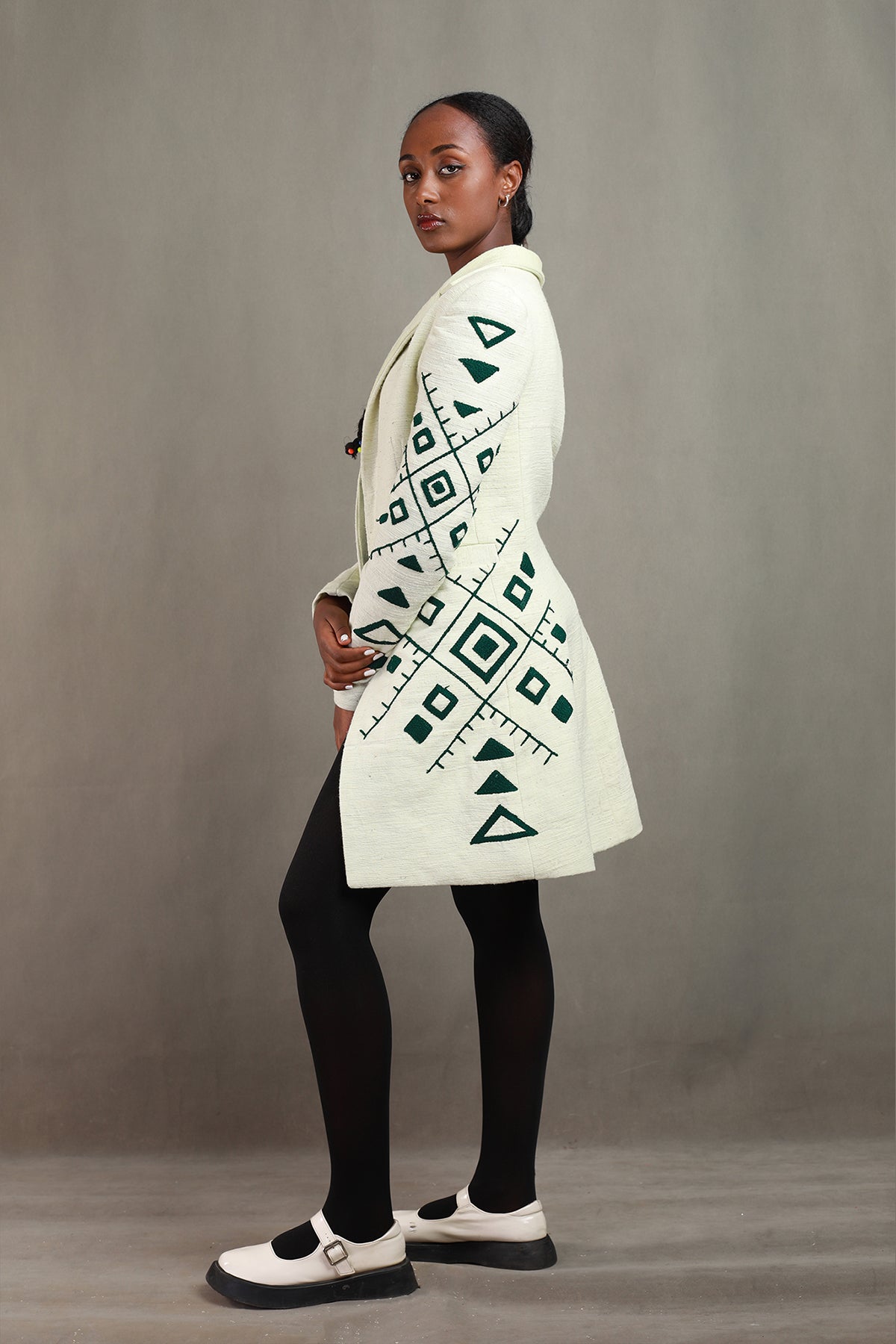 Elegant Ethiopian Handwoven Embroidery Coat, Habesha Coat