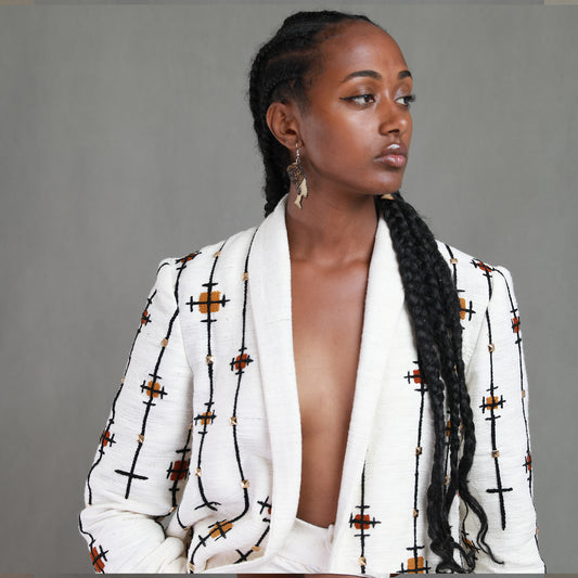 Handwoven Coat With Embroidery Habesha Libs, Ethiopian Culture
