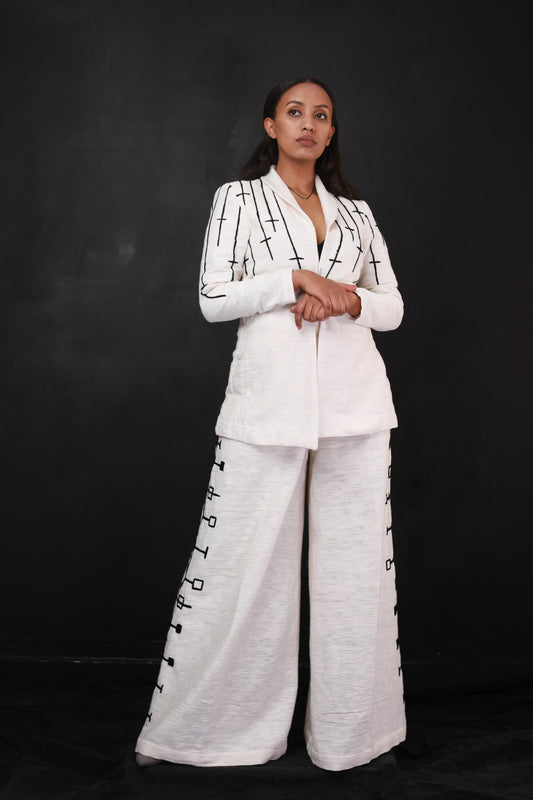 Black embroidery design pantsuit  Ethiopian Cloth , Habesha Libs የሀበሻ ልብስ