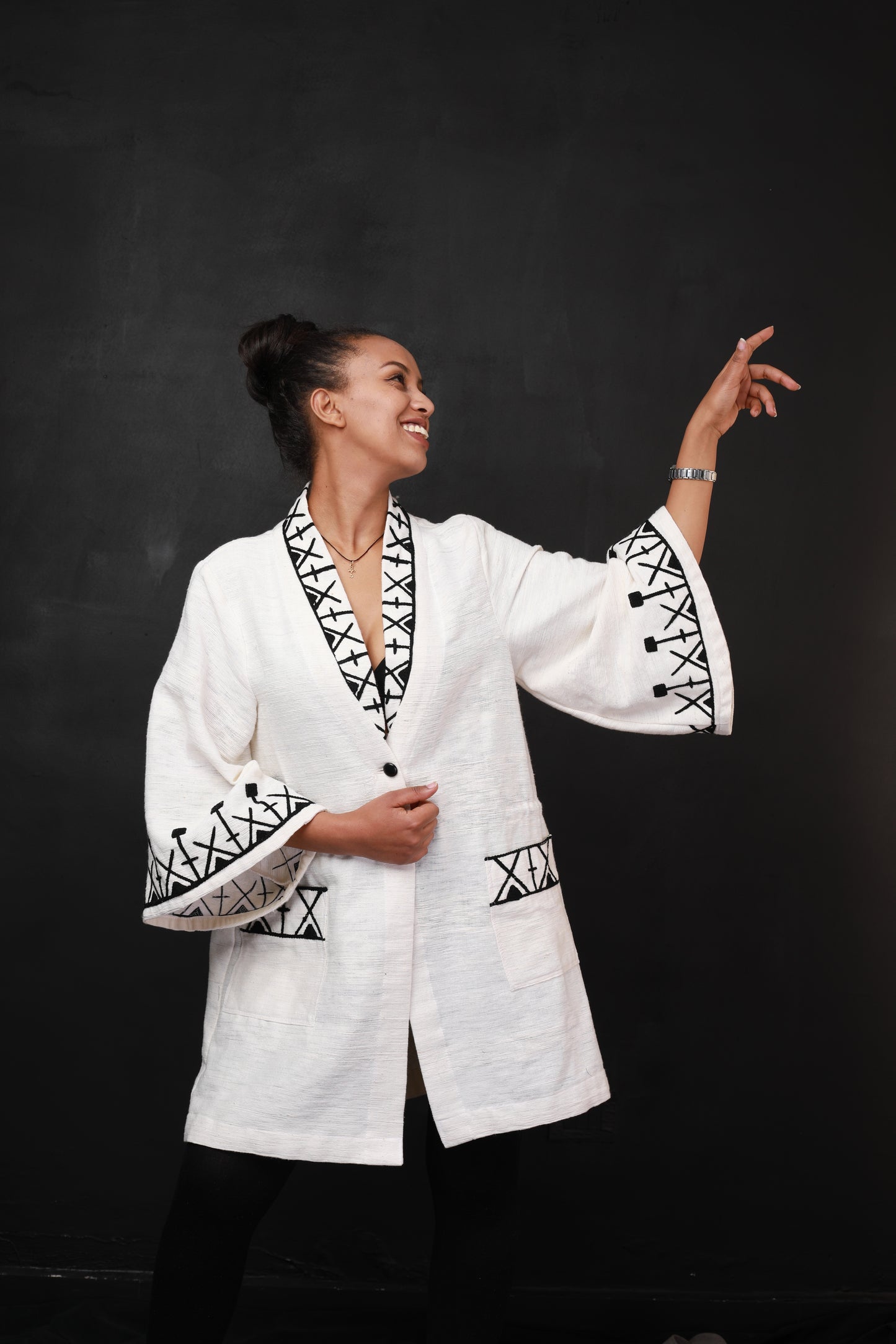 Black Embroidery design Habesha coat , Habsha Libs