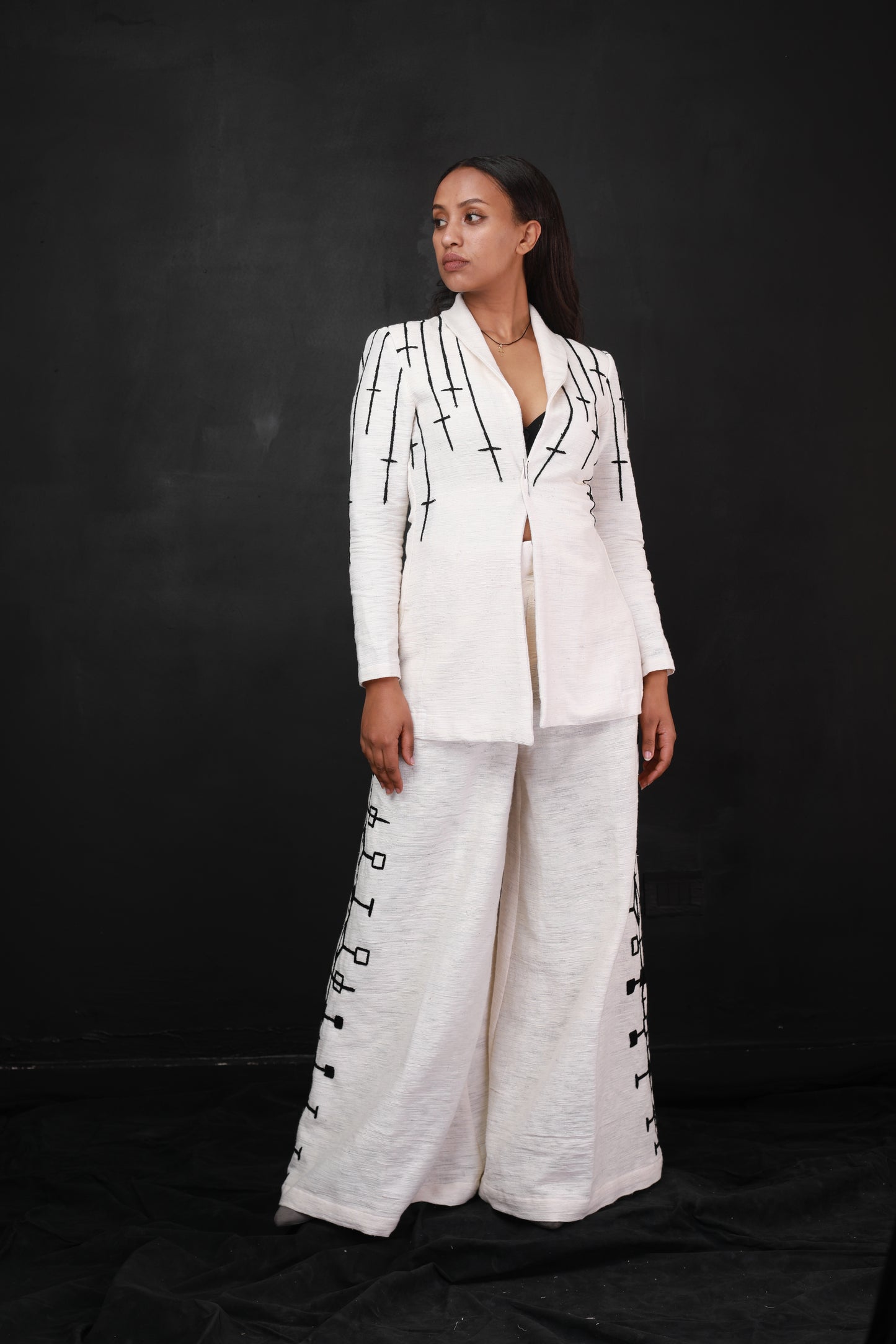 Black embroidery design pantsuit  Ethiopian Cloth , Habesha Libs የሀበሻ ልብስ