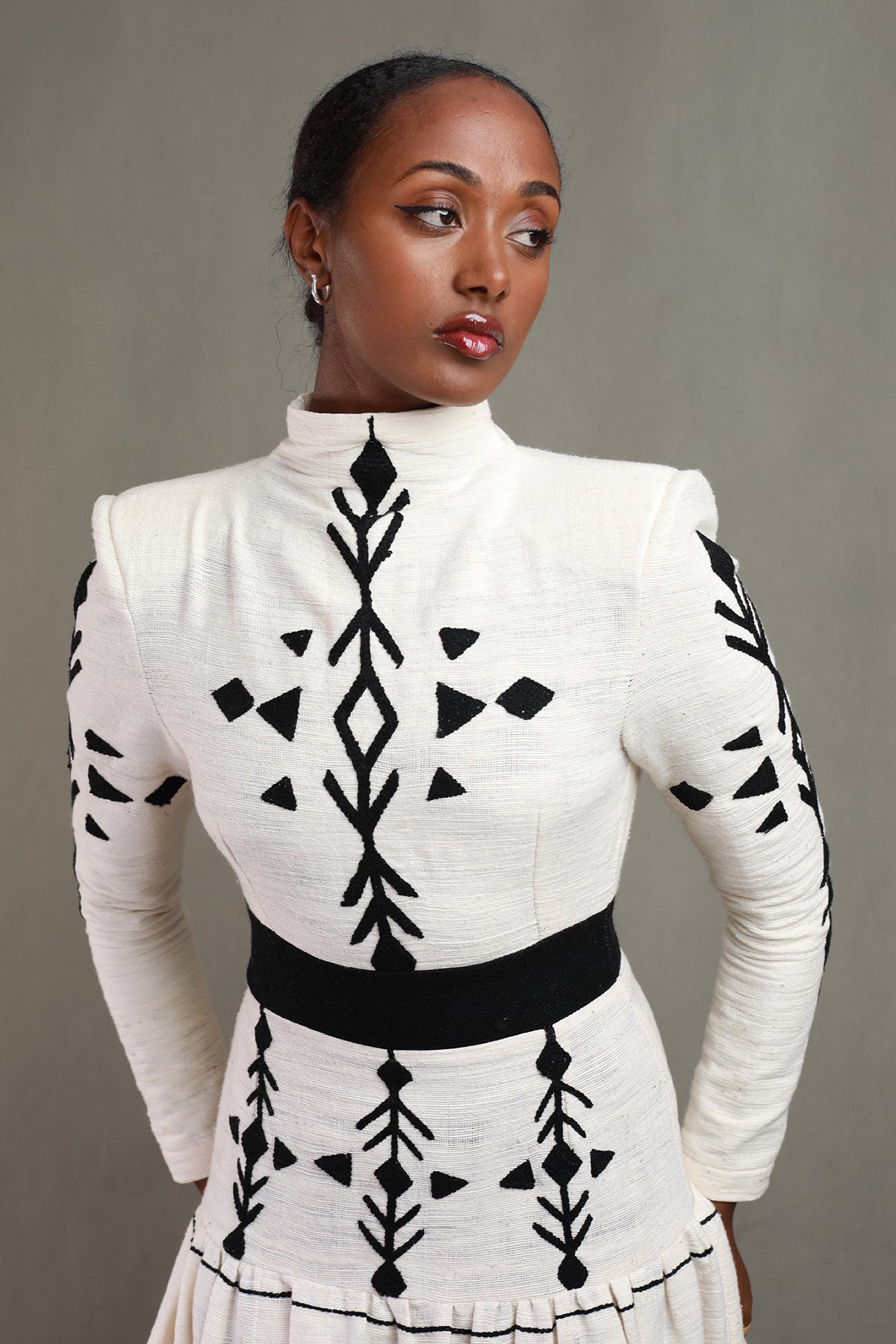Black Design  Embroidery Handwoven Habesha Dress ,Habesha Kemis