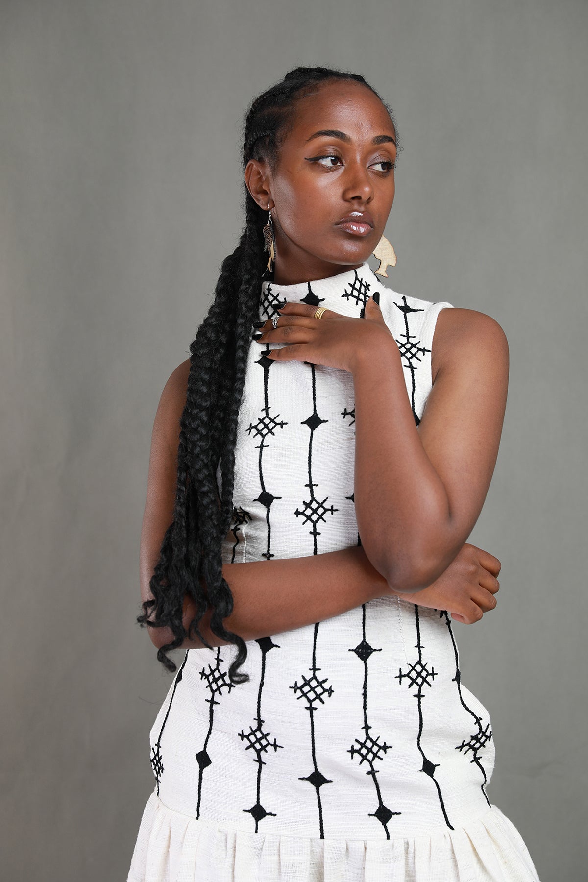 Ethiopian  Black Cross Design HandMade Habesha Dress ,Modern Habesha Libs