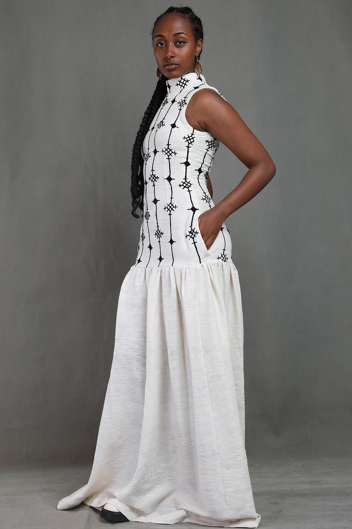 Ethiopian  Black Cross Design HandMade Habesha Dress ,Modern Habesha Libs