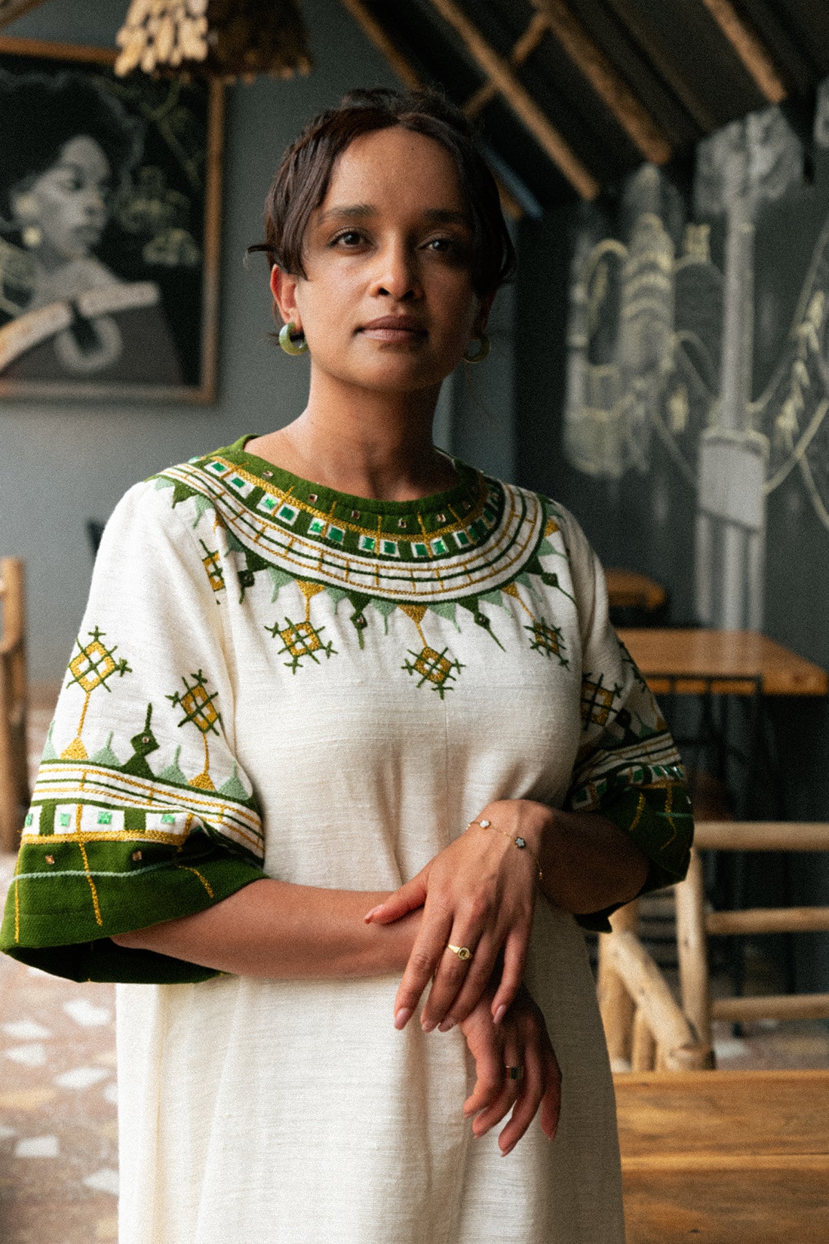 Olive Elegance Dress,Habesha Kemis