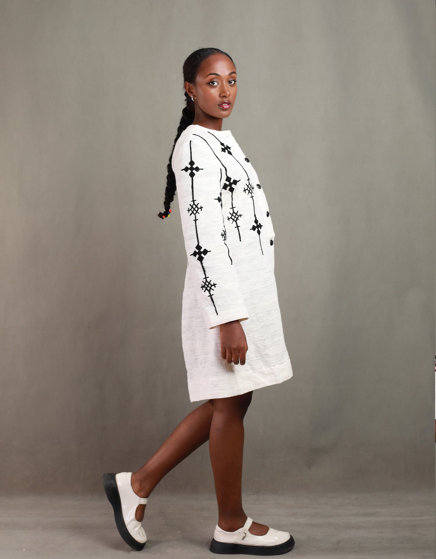 Black Design Cross Embroidery Handwoven Shirt Habesha Dress,Habesha Kemis