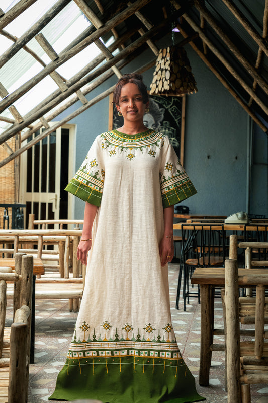 Olive Elegance Dress,Habesha Kemis