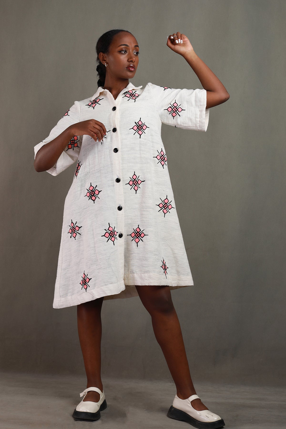 Ethiopian HandMade shirt Dress cross Design Embroidery Habesha Libs